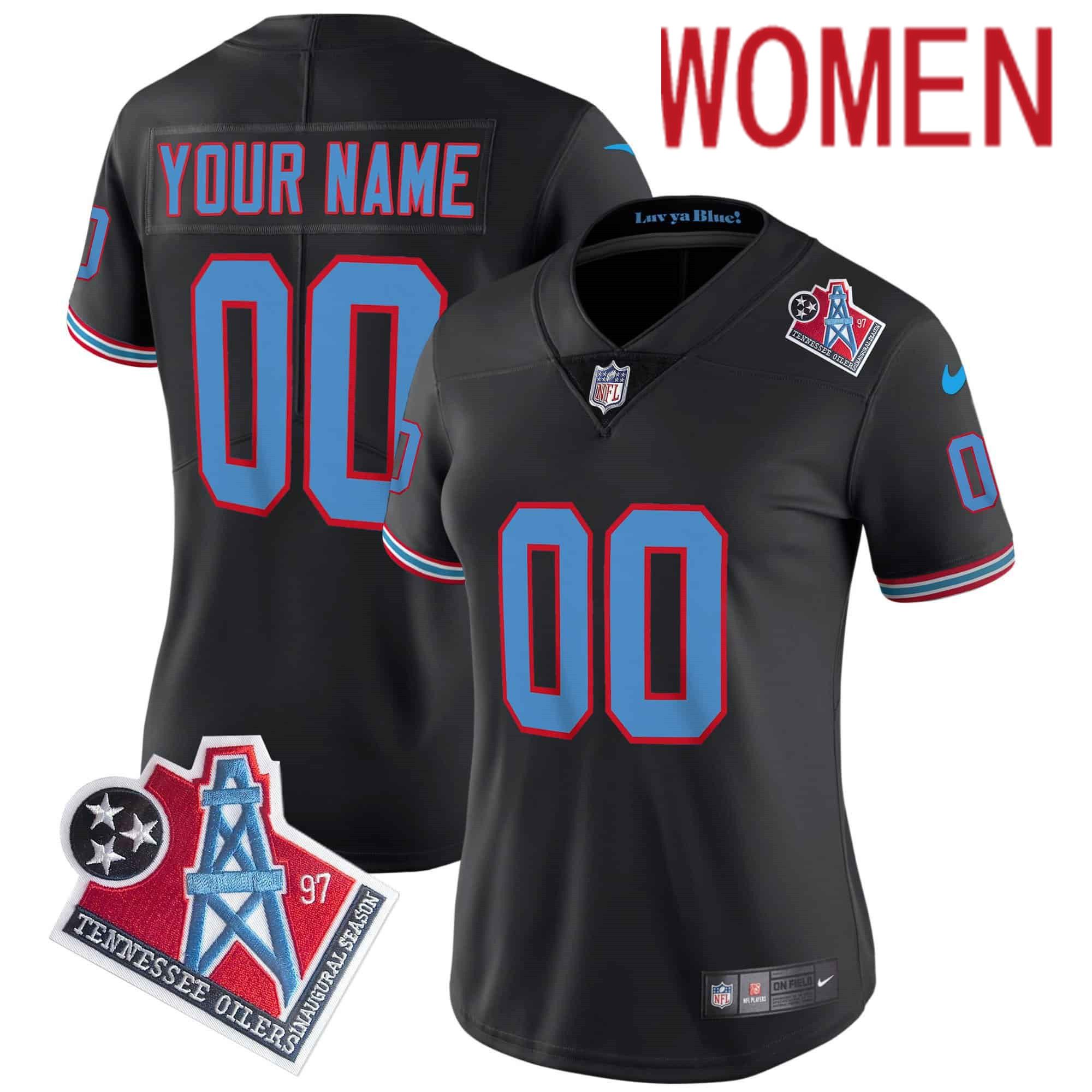 Women Tennessee Titans Black 1997 Throwback 2024 Nike Limited Vapor Custom NFL Jersey